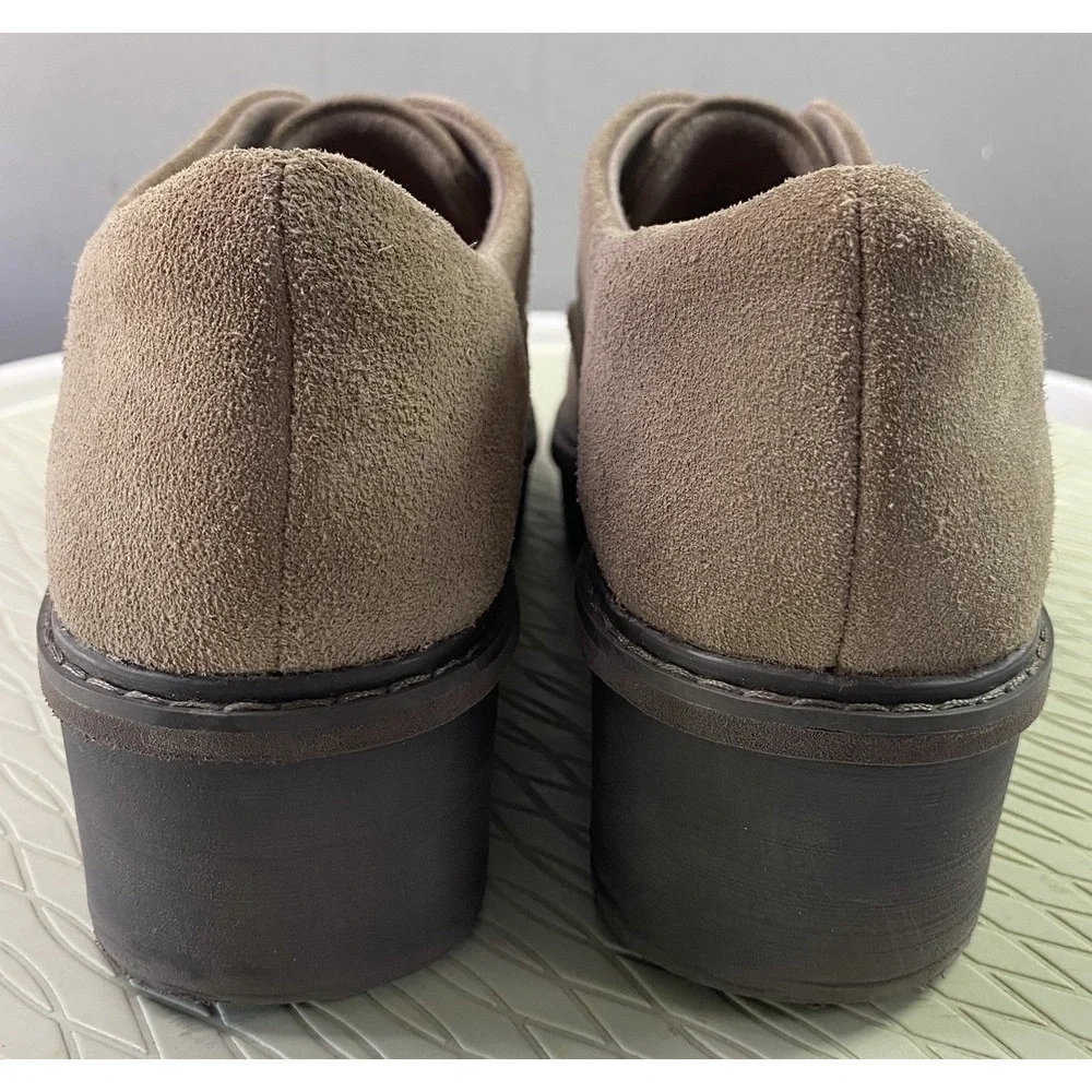 Clarks Airabell Sky Womens Wedge Loafers Beige Suede Leather Slip On Shoes 9.5 M